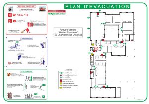 Plan d'évacuation Plexy format A3 (420x297) + consignes + entretoises